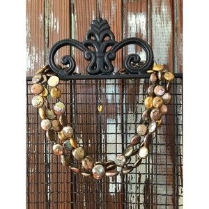 SILPADA Bronze Sterling Silver Coin Pearl Necklace N1717  Retired 3 Strand Smoky